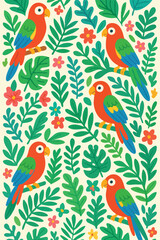 Parrot Paradise Print Design in Vector