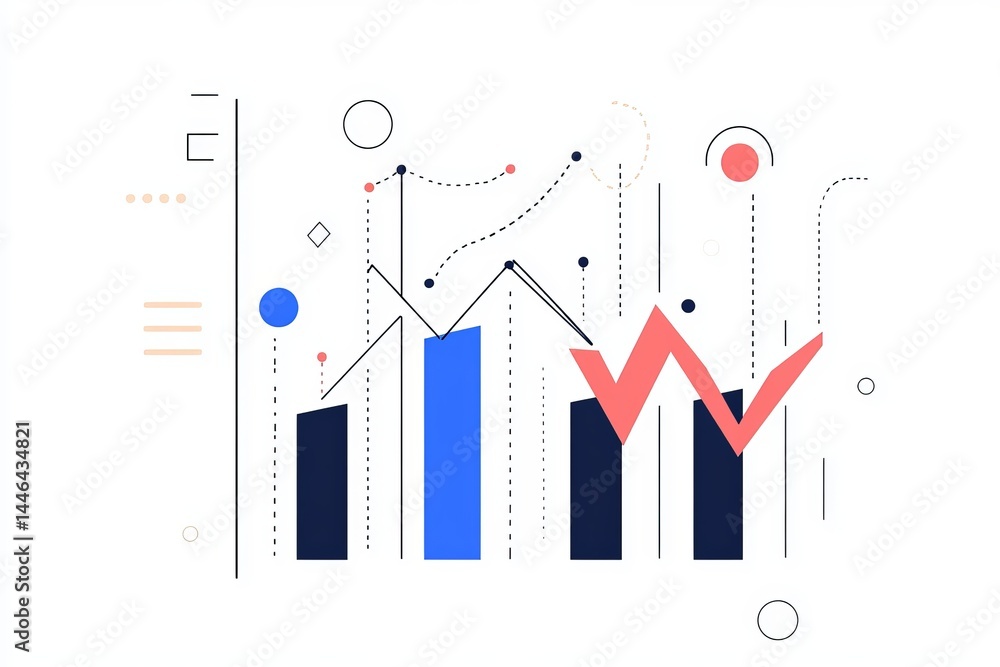 Poster abstract business data visualization chart graphic modern minimalist design illustration blue red fi