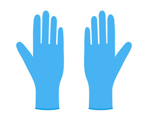 Blue rubber cleaning protective Gloves Fashion hand accessory clothing technical illustration garment. Dish wash Vector front palm back view for Men, women, unisex flat template mockup cartoon style