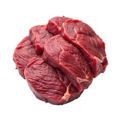 Close up of Fresh, Raw, and Lean Beef Steaks on transparent Background