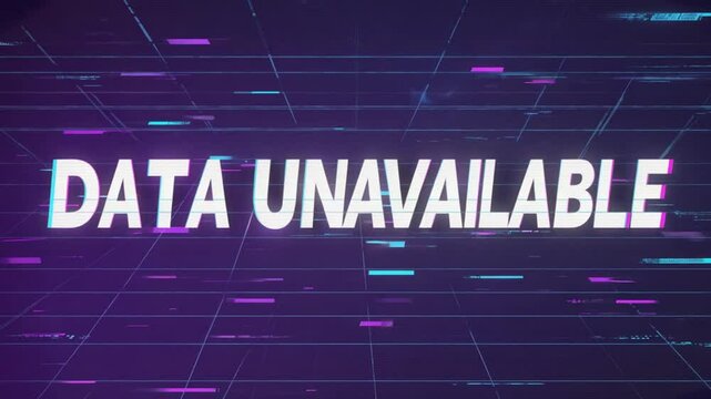 Animated screen displaying "DATA UNAVAILABLE" with a static effect. Useful for technical difficulties or broadcast interruptions. Static data error."