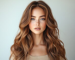 Naklejka premium Woman with beautiful, wavy, auburn hair