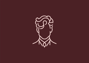 Handsome prince logo in line art style for fantasy, royalty, or story branding.