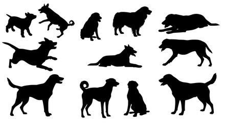 Dog Silhouettes Vector Collection on White Background svg


