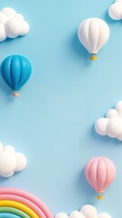 A group of hot air balloons floating in the sky.