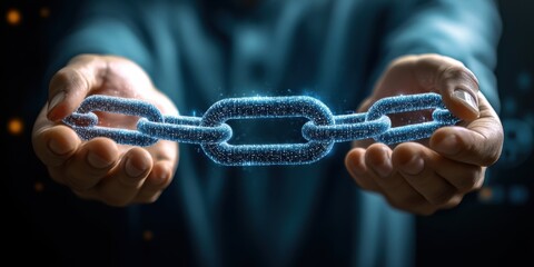 Digital Chain in Hands - Futuristic Technology
