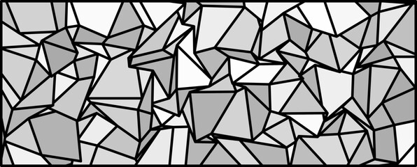 Intricate Geometric Grid, Monochrome geometry blending symmetry and asymmetry