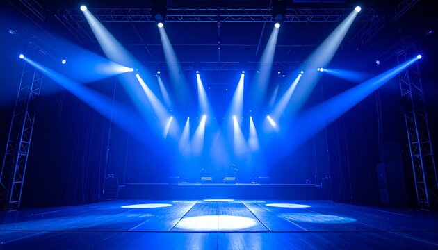 Free stage with lights, lighting devices. 