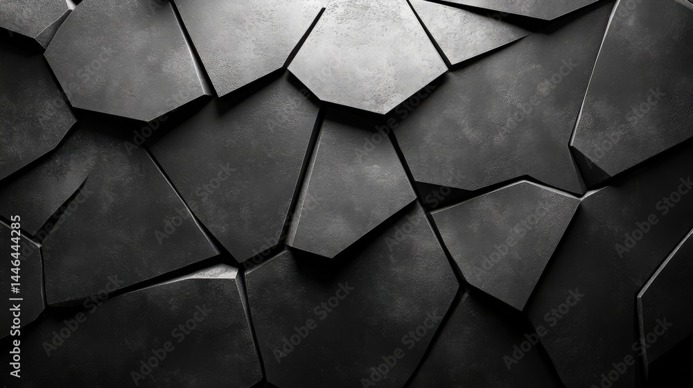 Poster dark textured polygonal background with abstract architectural elements