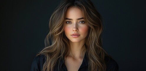 Fototapeta premium Portrait of a beautiful woman with long, flowing hair