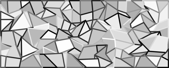 Dynamic Polygonal Arrangement, Dynamic geometric pattern showcasing monochrome tones.
