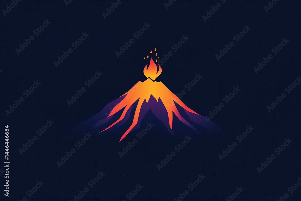 Poster abstract volcano illustration fiery eruption gradient colors modern minimalist design graphic art di