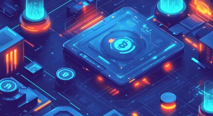 Futuristic Cryptocurrency Circuit Board Art