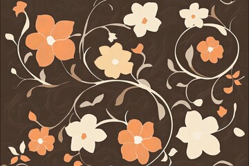 Floral pattern, brown background