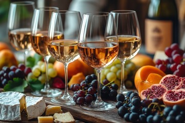 Ros? wine tasting, fruit, cheese