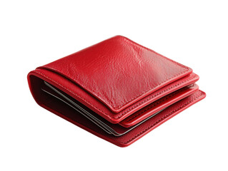 Red Leather Wallet on White Background for Fashion, Accessories, and Personal Item Design Projects