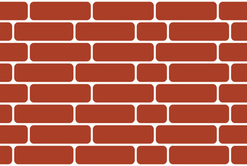 Obraz premium Seamless terracotta-red brick pattern with rounded edges. Flat, minimalist geometric design in horizontal rows on white background. Simple, uniform vector illustration.