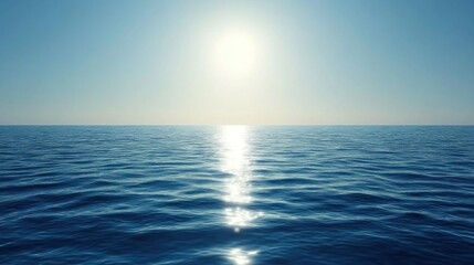 Fototapeta premium Vast expanse of ocean reflecting a brilliant sun.