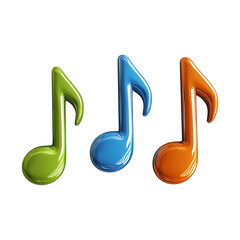 3D render of music notes floating on transparent background