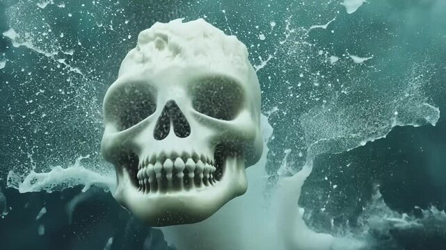Eerie Skeleton Skull Illustration with Scary Teeth and Black Vector Design for Halloween