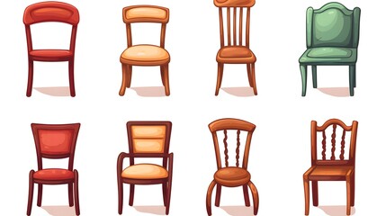 Professional Vector Cartoon Illustration of Various Unique Chairs for Interior Design Projects