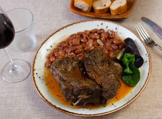 Delicious soft pork with stewed beans. Healthy food