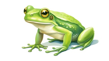 Fototapeta premium Close-up of a Little Green Wild Frog Collected on Isolated White Background