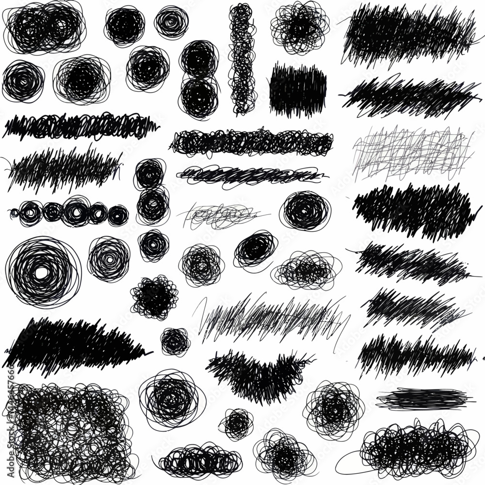 Aufkleber abstract collection of scribbled lines and shapes, perfect for artistic and creative design projects
