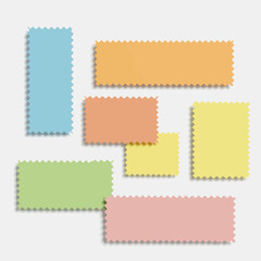 Colorful assortment of decorative sticky notes on white background for creative design and reminders.