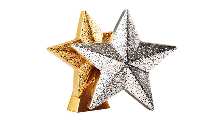 Fototapeta premium A celestial galaxy star trophy in gold and silver, realistic stock photography, on a white background, in PNG format.