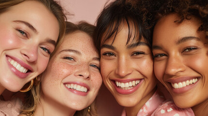 Diverse women smiling closeup portrait