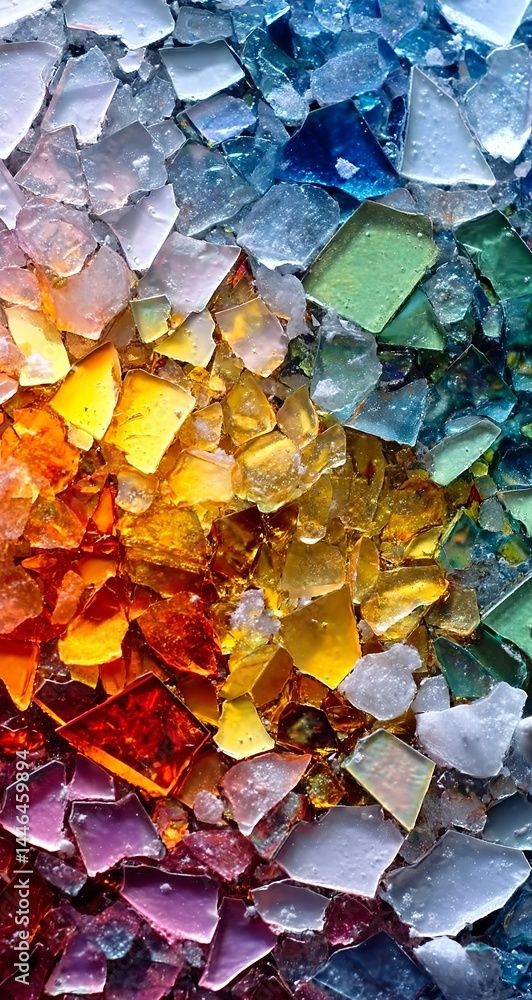 Poster a colorful glass background composed of many fragments, with an intricate pattern of colored