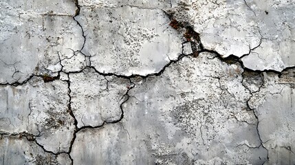Cracked Concrete Wall with Weathered Texture and Erosion Patterns