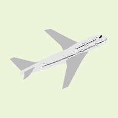 Airplane vector illustration in flat design. Airplane isolated on green background. Airplane isolated on white background illustration in flat style. 