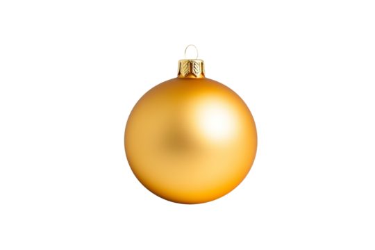 Gold ornament with a gold chain hanging from it, isolated