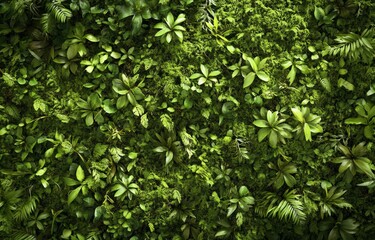 Obraz premium Lush green wall of plants