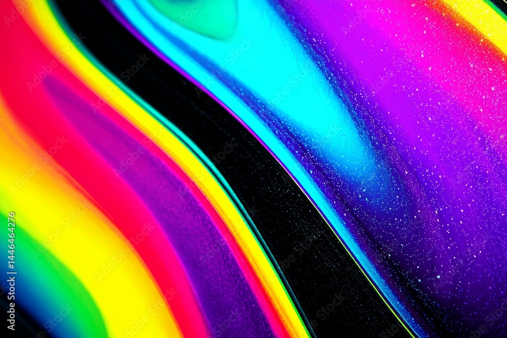 Poster vibrant abstract neon waves with luminescent colors and sparkling texture