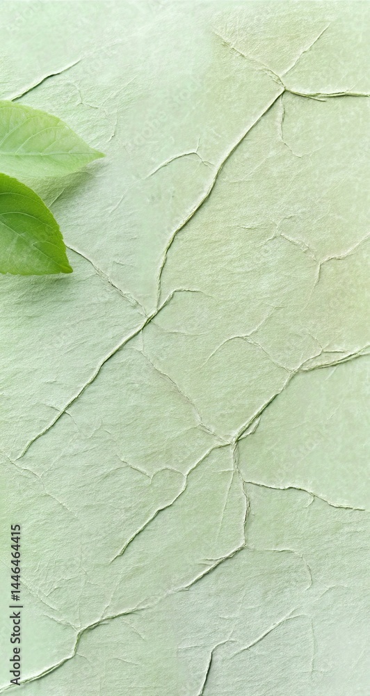 Poster a light green textured background with a subtle texture of leaves and cracks, suitable for adding