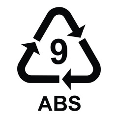Plastic recycling symbol ABS 9 , Plastic recycling code ABS 9 , vector illustration