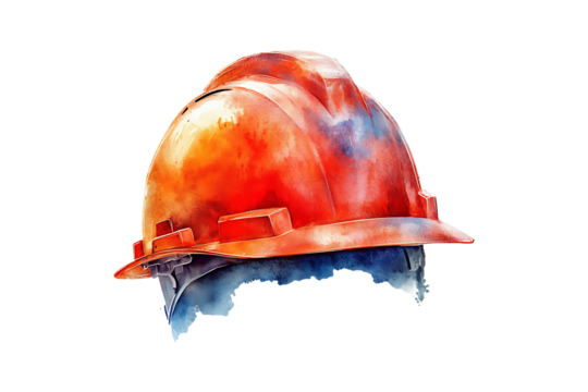 Abstract Watercolor Hardhat isolated on transparent background
