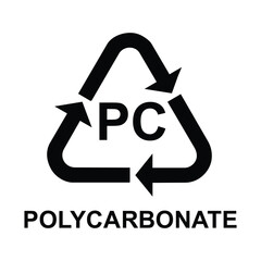 Plastic recycling symbol PC - POLYCARBONATE, vector illustration