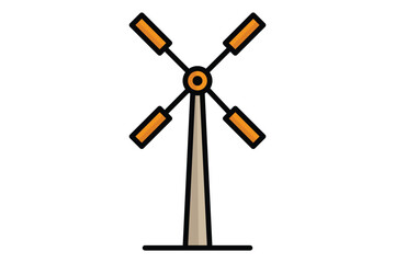 Windmill icon. colored outline icon style. icon related to traditional source of power on farms. agriculture elements vector illustration