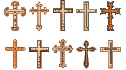 Intricately Designed Cross Icons: Unique and Decorative Crosses Sign Collection