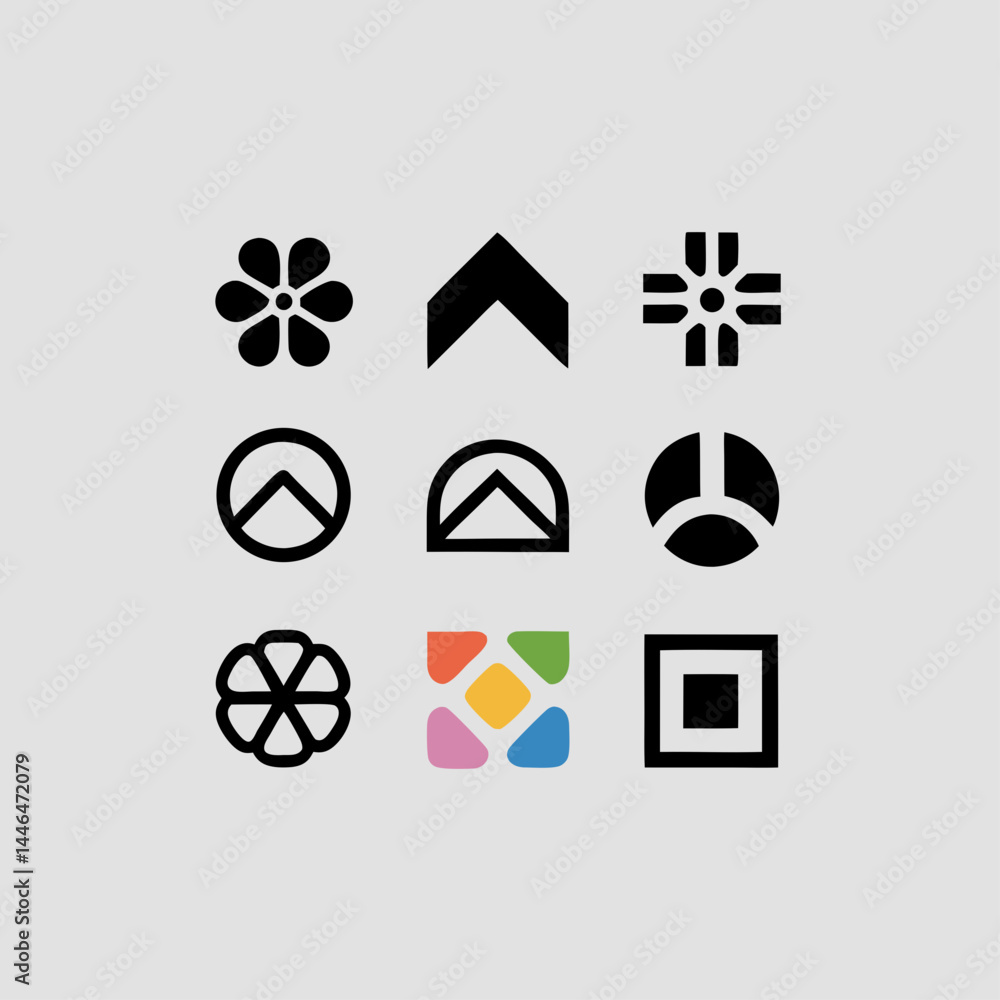 Poster modern geometric logo design elements a collection of scalable icons for branding projects