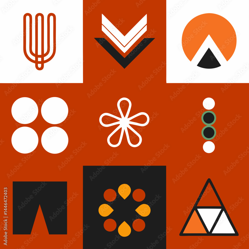 Poster abstract geometric logo design pack featuring scalable icons and branding elements for modern busine