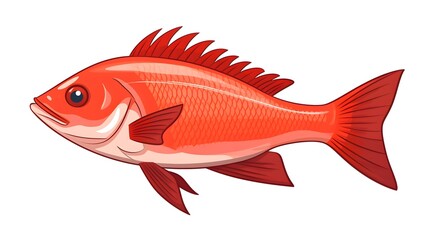 Detailed illustration of a colorful fish on a clean white backdrop for design projects