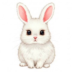 Obraz premium A fluffy white bunny, a cute and small mammal also known as a rabbit or hare, is isolated on a plain white background