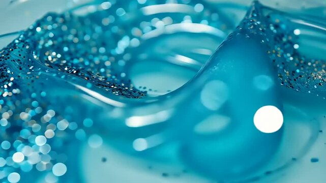 Clear, turquoise slime with glitter.