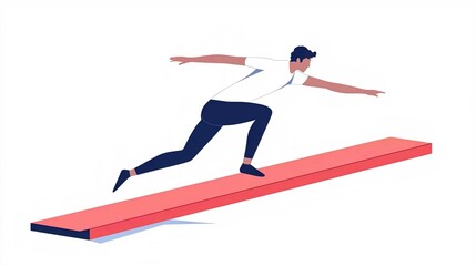 Fototapeta premium 3D Illustration of Businessmen Running Towards Success with Red Arrow Direction Vector Concept
