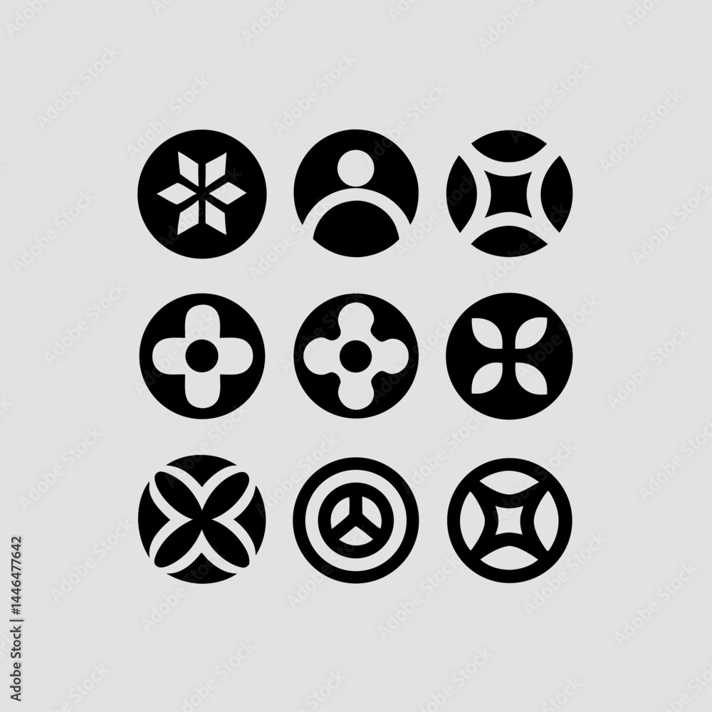 Poster elegant circular logo icons set perfect for branding and design projects